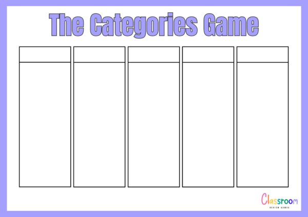 categories game worksheet