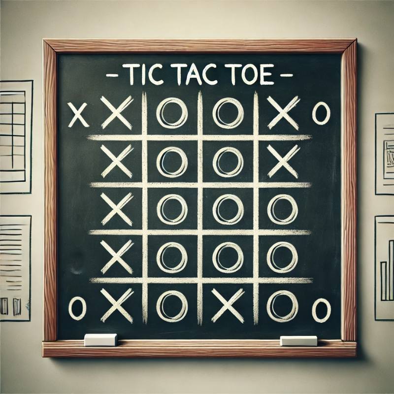 tic tac toe game on classroom board