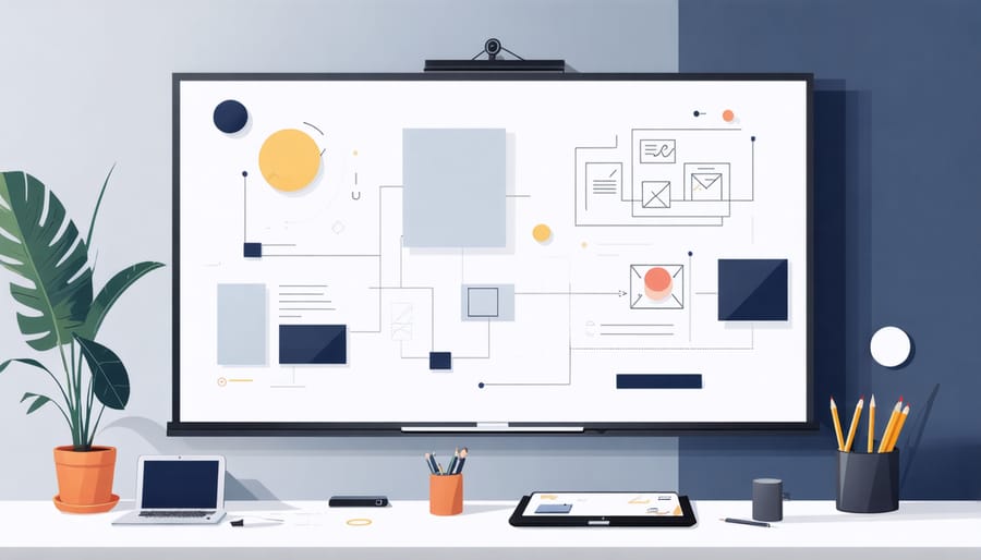 Bright, colorful educational game displayed on interactive whiteboard