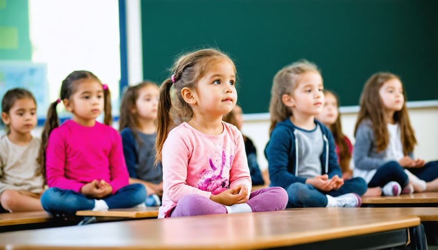 Teacher and students beginning their day with a peaceful morning mindfulness routine