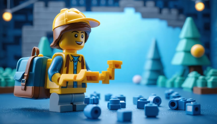 Teacher confidently preparing game-based learning materials at classroom desk