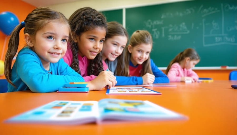 Middle school students working collaboratively in small teams during classroom game activity