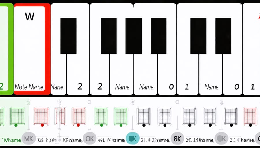 Music teacher using interactive whiteboard with digital music game in classroom