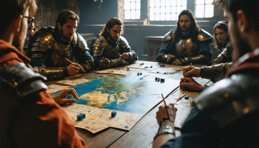 Teacher preparing game materials and team equipment for classroom review activity