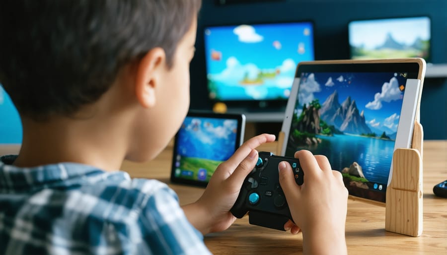 Students actively participating in interactive classroom learning game