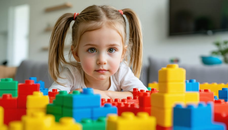 Group of kindergarten children playing educational game together on classroom floor