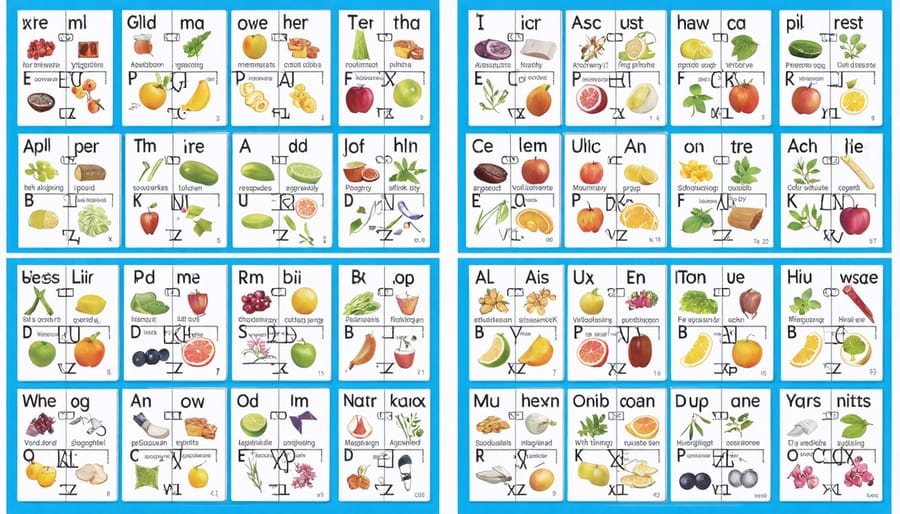 Child arranging colorful letter tiles to create word patterns on white board