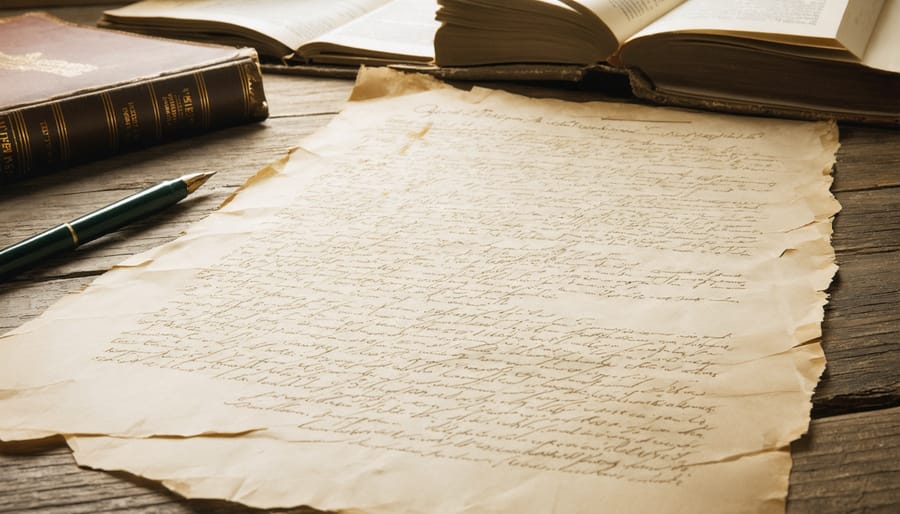 Student's hands carefully examining historical document during primary source detective game