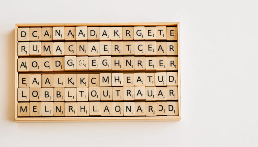 Teacher showing customizable word game template to engaged group of students