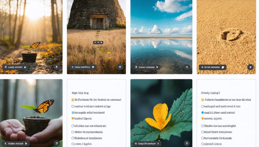 Variety of hidden word puzzle worksheets displayed with colorful pencils on classroom table