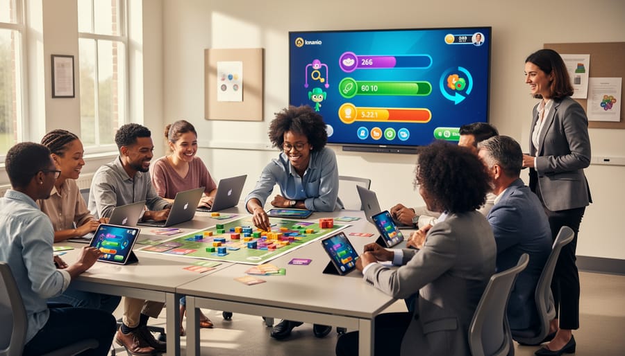 Engaged middle school students participating enthusiastically in interactive classroom game