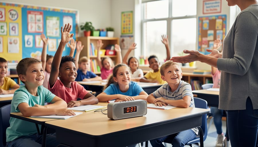 Elementary students attentively engaged during classroom learning activity