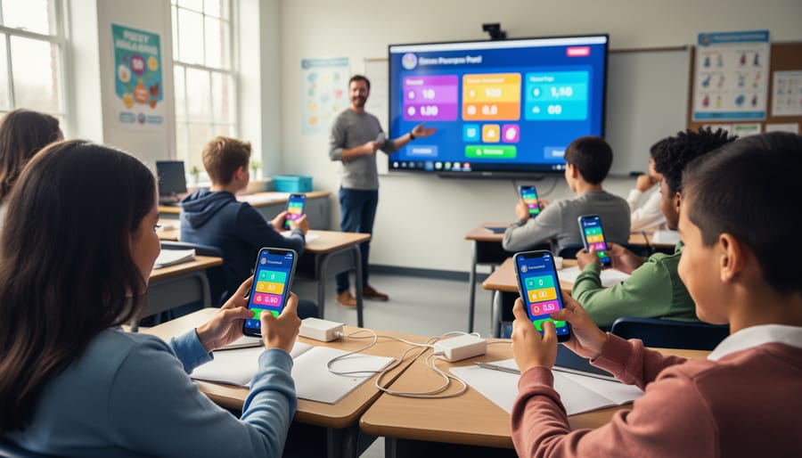 Student engaged with educational content on smartphone during remote learning