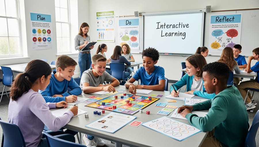 Students playing educational review game that builds self-regulation skills