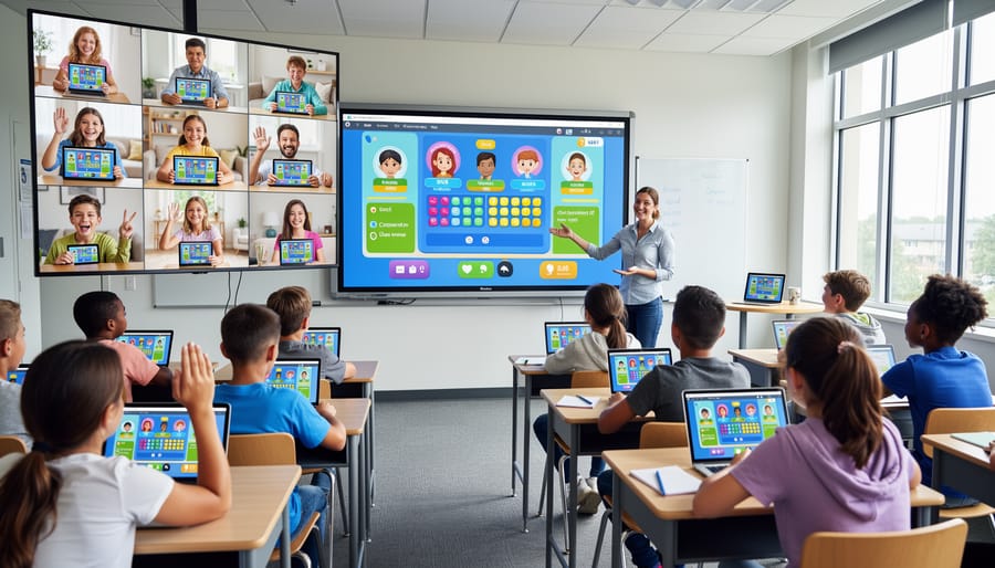 Student engaged with tablet device during remote learning at home