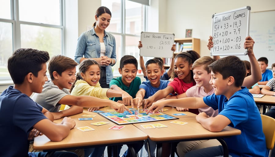 Students engaged in classroom review game showing natural learning assessment