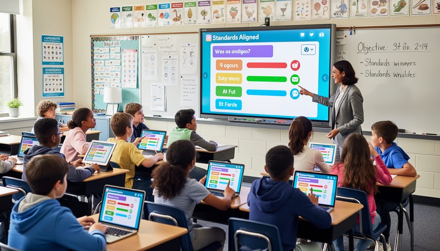 Students actively participating and raising hands during engaging classroom review game