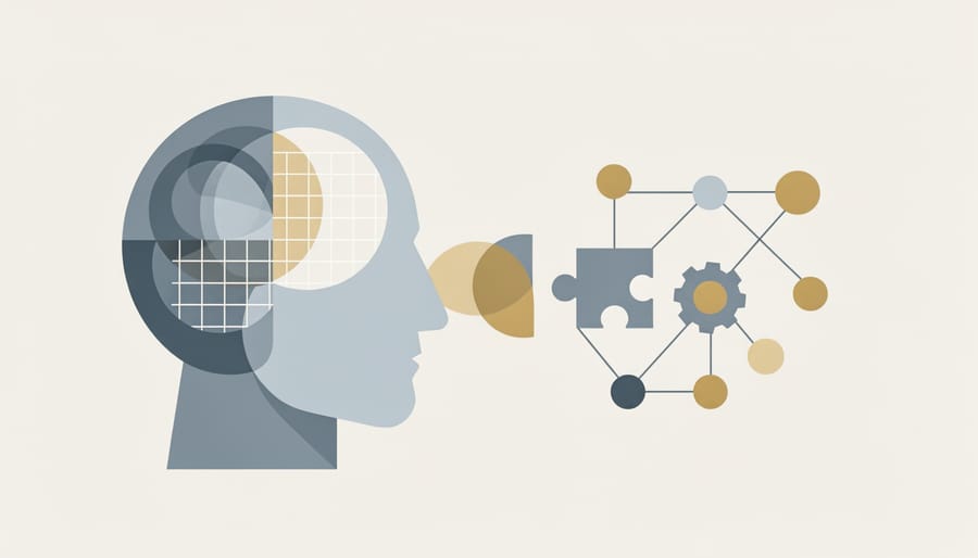 Two colorful puzzle pieces being connected together symbolizing complementary skills