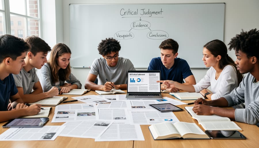 Student's hands arranging and comparing information on index cards while studying