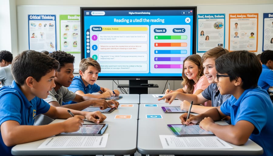 Teacher leading interactive game-based learning activity with engaged students