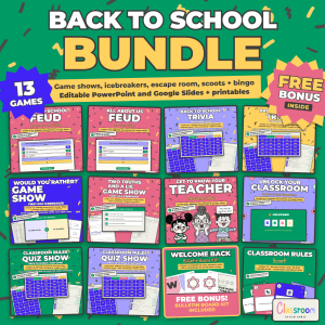 Back to School Games Bundle: 13 Icebreaker Games + FREE Bulletin Board Kit