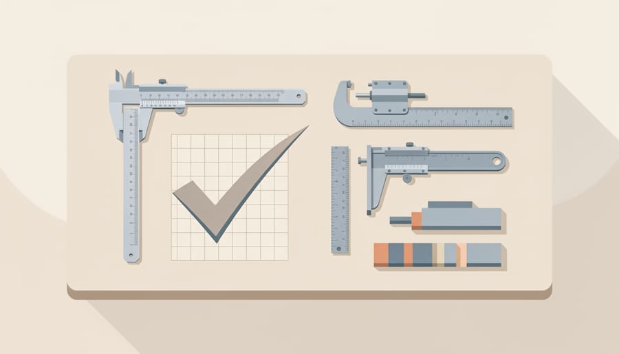 Close-up of precision measurement tools on a teacher’s workbench