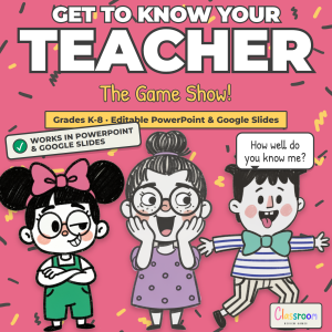Get to Know Your Teacher Game Show, Editable Meet the Teacher Back to School K-8