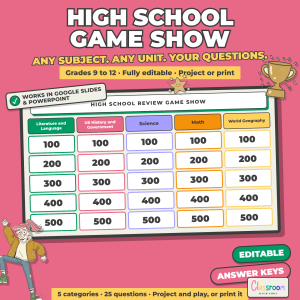 High School Review Game Show, Any Subject, Editable Whole Class Game, Google Slides and PowerPoint