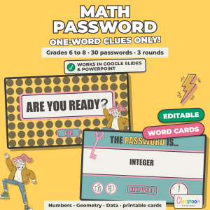 Math Vocabulary Password Game, Middle School Math Review, Google Slides and PowerPoint