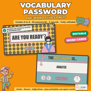 Vocabulary Password Game, Academic Vocabulary for Middle School, Google Slides and PowerPoint
