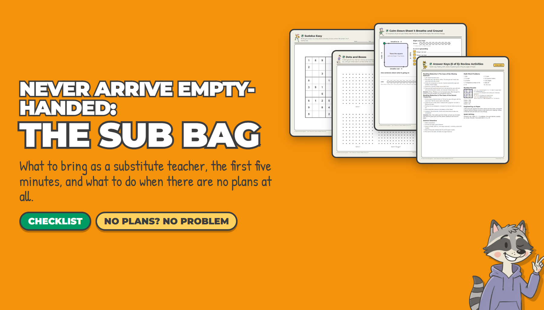 Never arrive empty-handed: the substitute teacher sub bag checklist