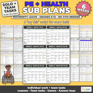 High School PE and Health Maternity Leave Sub Plans, 6 Weeks, 9th 10th 11th 12th Grade PE and Health, 30 Days, Long Term Sub Plans, No Prep, 404 Pages