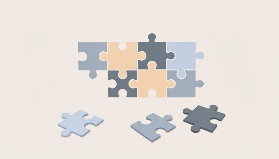 Hands holding two matching puzzle pieces to represent fitting clues together